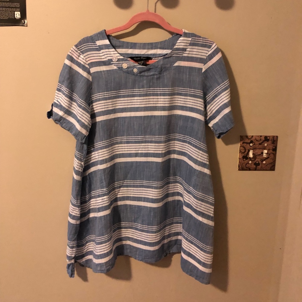 Charlie Paige Blue and white stripped Blouse